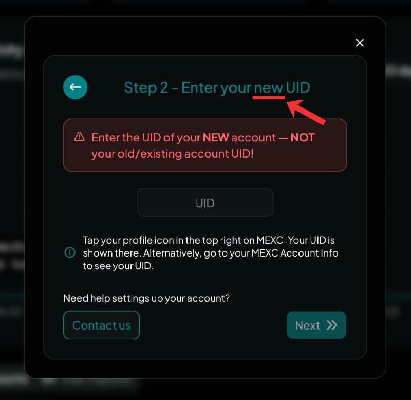 Step 5: Enter UID