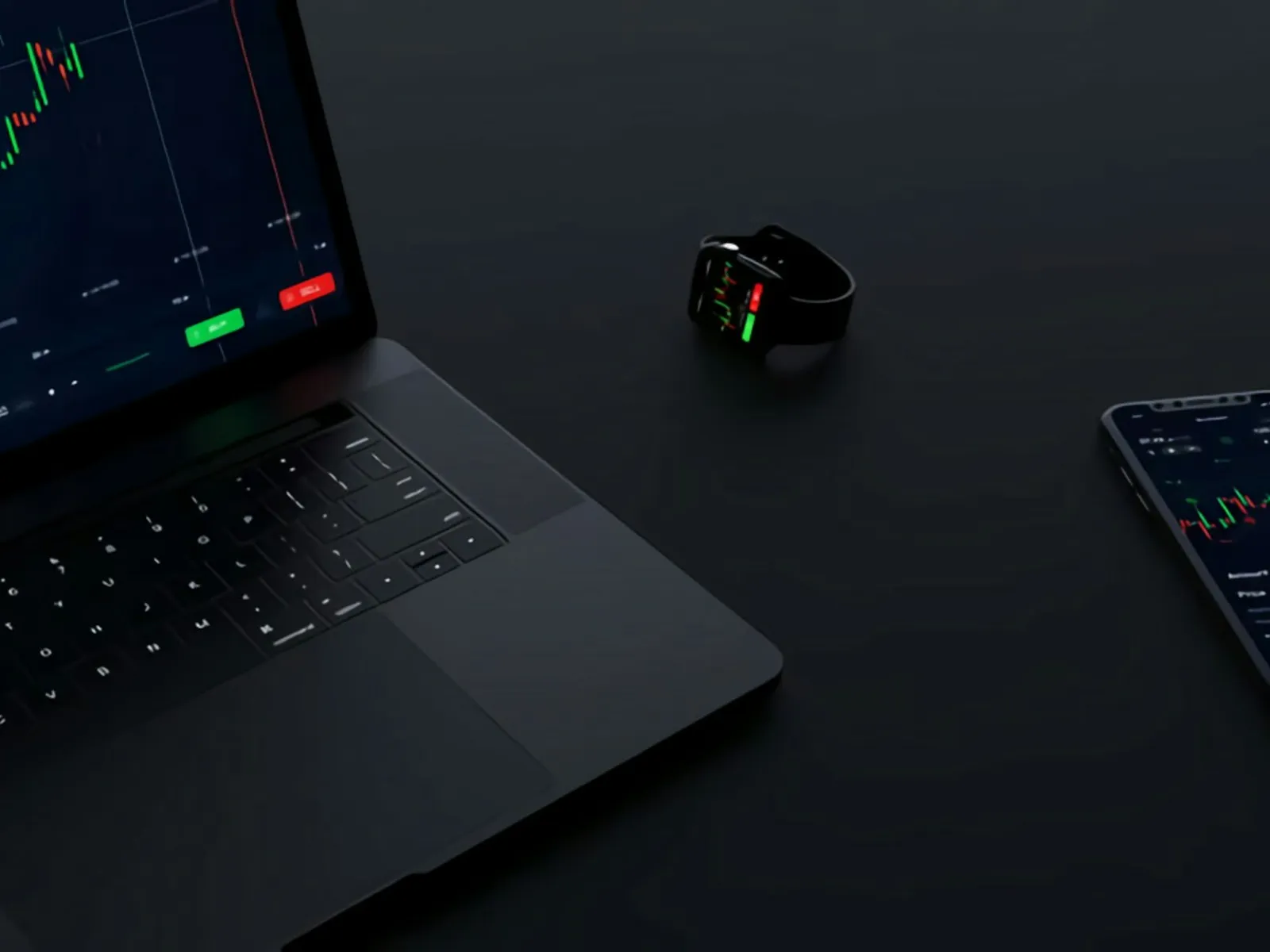 Laptopta kripto türev grafiklerini analiz eden trader